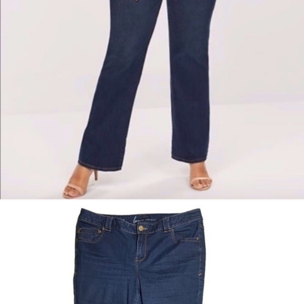 Lane Bryant Genius Fit Straight Fit Slim Boot Dark Wash Denim Blue Jeans Size 20